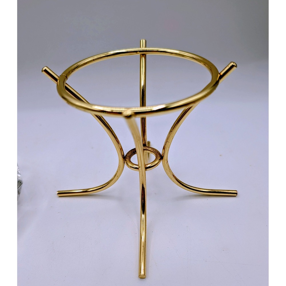 Bleikristall 24% Lead Crystal Diamond Candle Holder Germany Gold Tone Stand - Picture 16 of 16